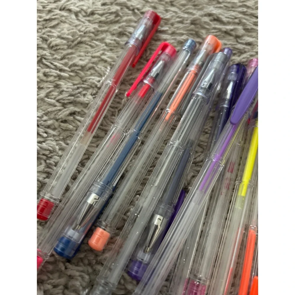Bulk Assorted Gel Pens Lot Multicolor Neon Glitter Metallic Fine Tip 30+ Count